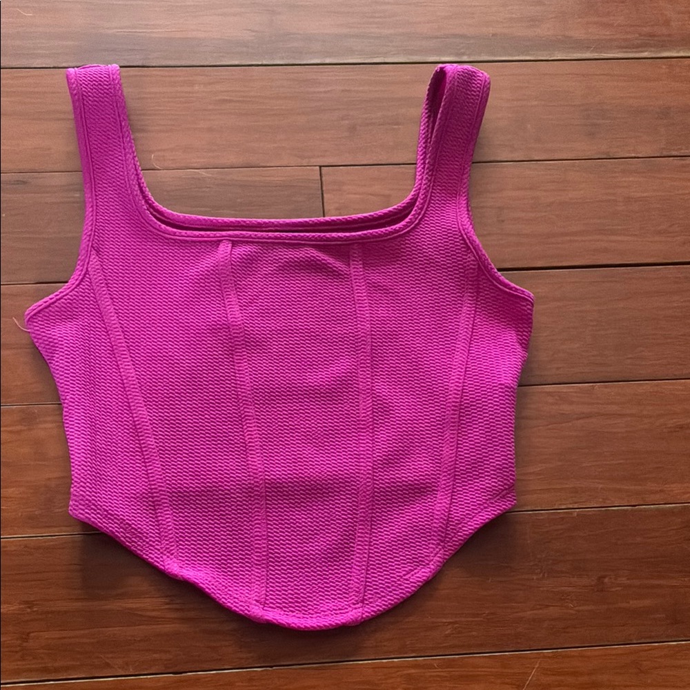 SHEIN Pink Fitted Bustier Tank Top